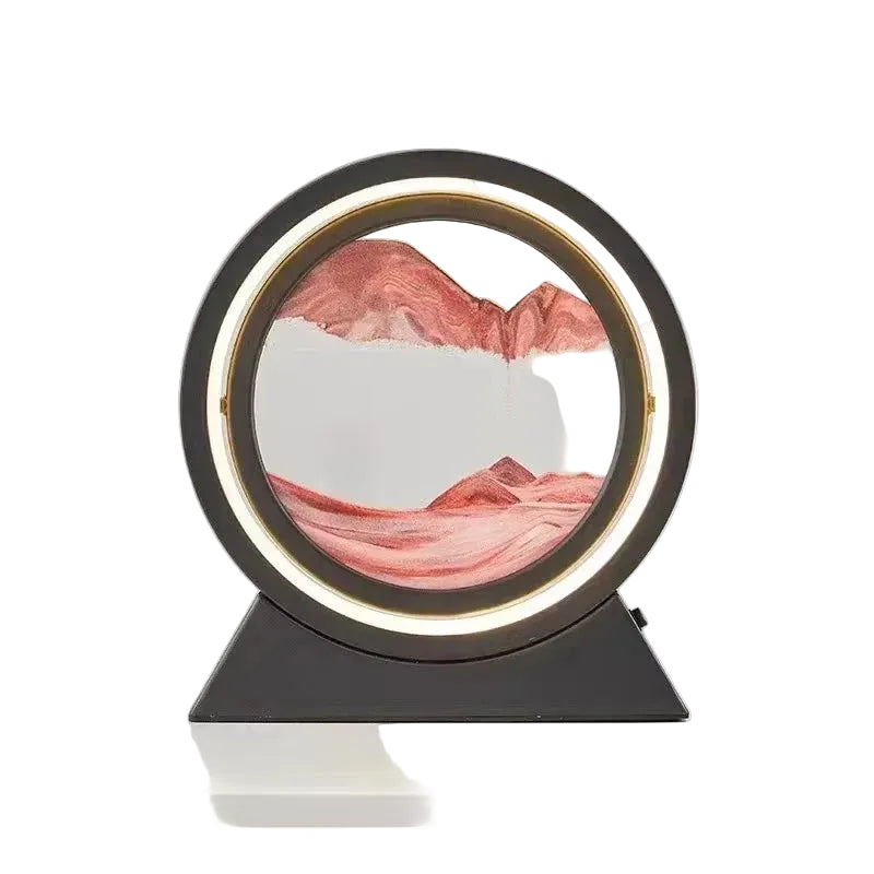 LED Sand Art Table Lamp Moving Sand Picture Glass Night Light Home Decor 12 inch