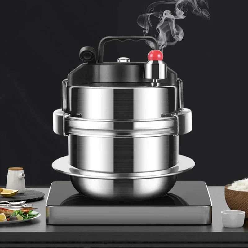 2L Portable Pressure Cooker Stainless Steel Compact Cooking Pot for Camping and Outdoor Use