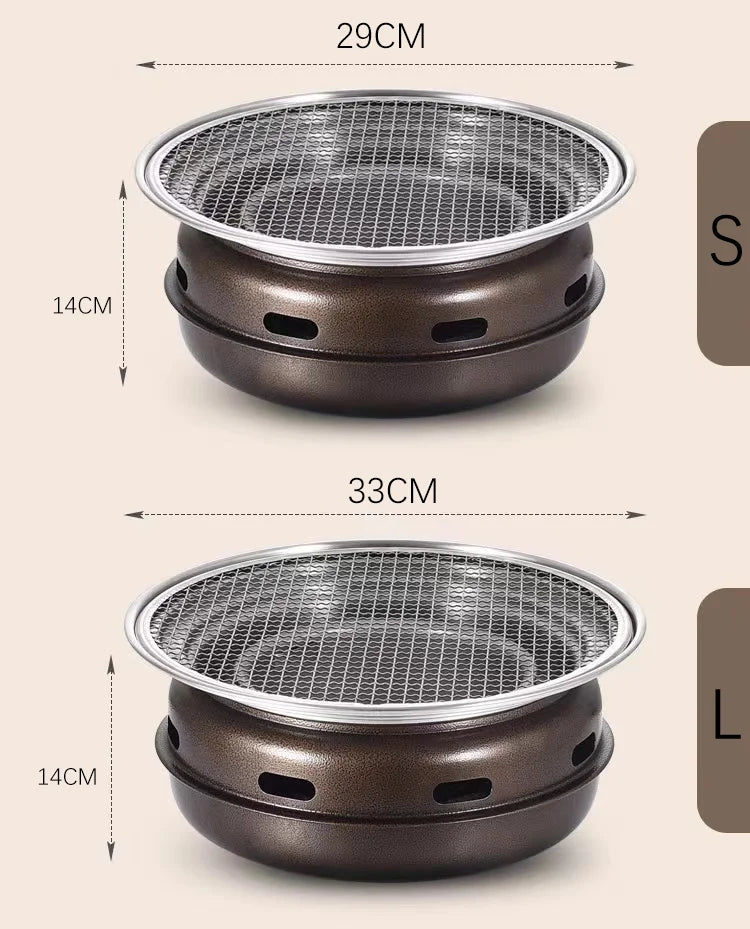 Round Charcoal BBQ Grill Portable Tabletop Smoker Stainless Steel for Backyard and Outdoor Cooking