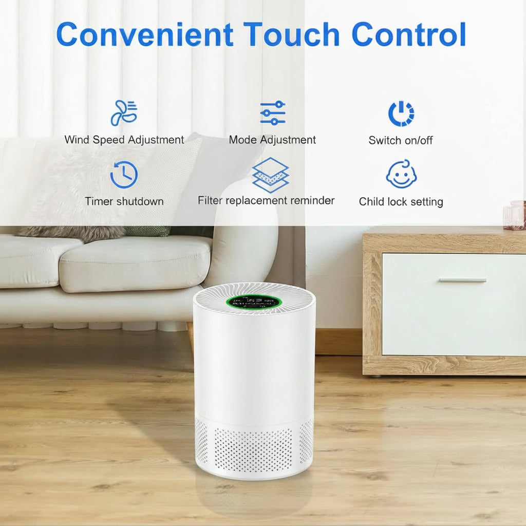 Compact Air Purifier H13 HEPA with Odor Filter PM2.5 Detection Low Noise for Home Use