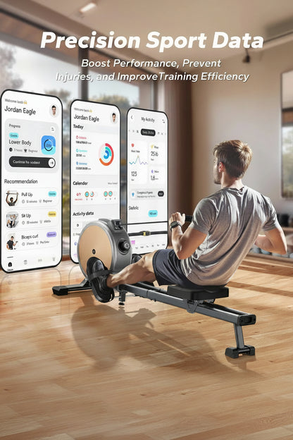Magnetic Rowing Machine with 16 Resistance Levels Dual Rail Heavy Duty Home Fitness Rower
