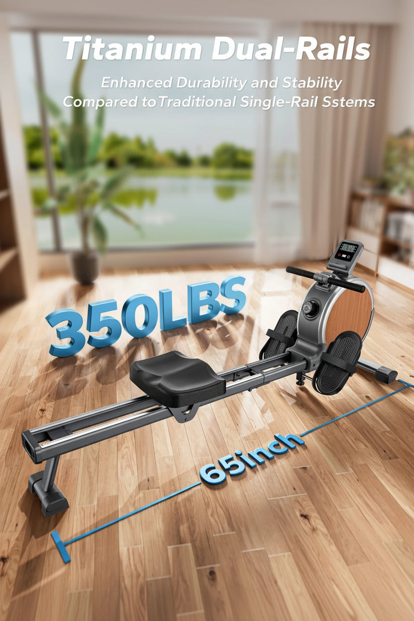 Magnetic Rowing Machine with 16 Resistance Levels Dual Rail Heavy Duty Home Fitness Rower