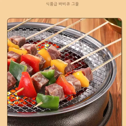 Round Charcoal BBQ Grill Portable Tabletop Smoker Stainless Steel for Backyard and Outdoor Cooking