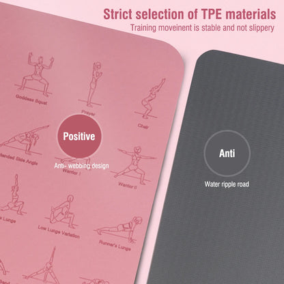 Non Slip TPE Yoga Mat 183x57cm 6mm Fitness Exercise Mat for Yoga Pilates and Stretching