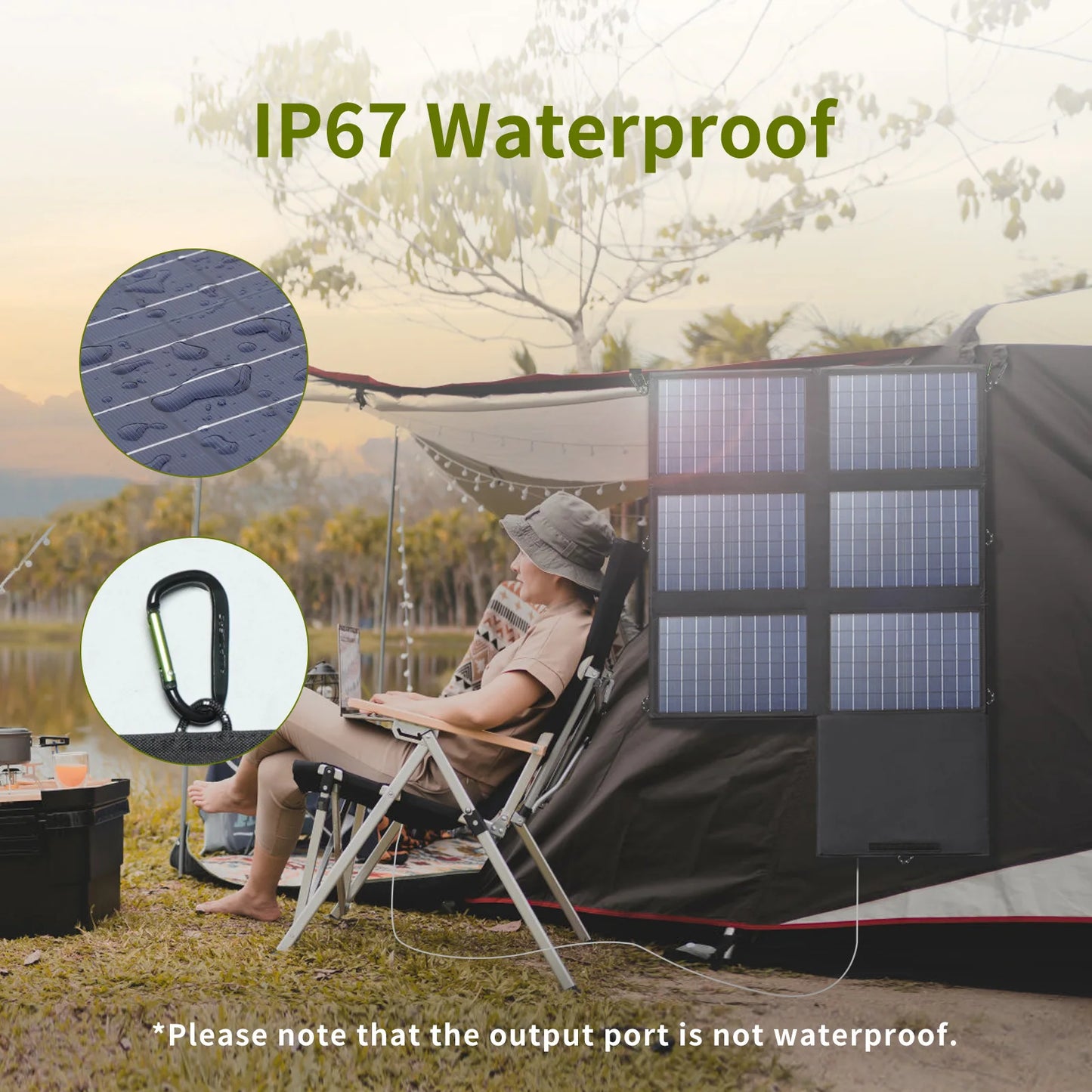 60W Portable Solar Panel Foldable Charger with USB-C USB-A DC Output for Outdoor Power Use