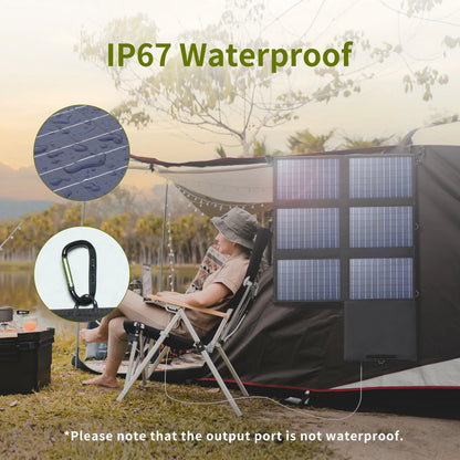60W Portable Solar Panel Foldable Charger with USB-C USB-A DC Output for Outdoor Power Use