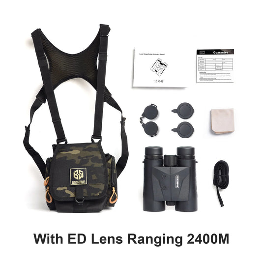 10x42 ED Lens Binoculars with Laser Rangefinder Magnesium Body IPX7 Waterproof 2400m Range