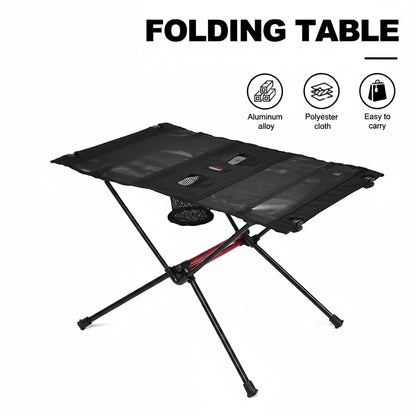 Lightweight Folding Outdoor Table with Cup Holders and Mesh Pocket for Camping Picnic Travel