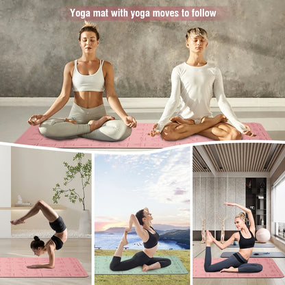 Non Slip TPE Yoga Mat 183x57cm 6mm Fitness Exercise Mat for Yoga Pilates and Stretching
