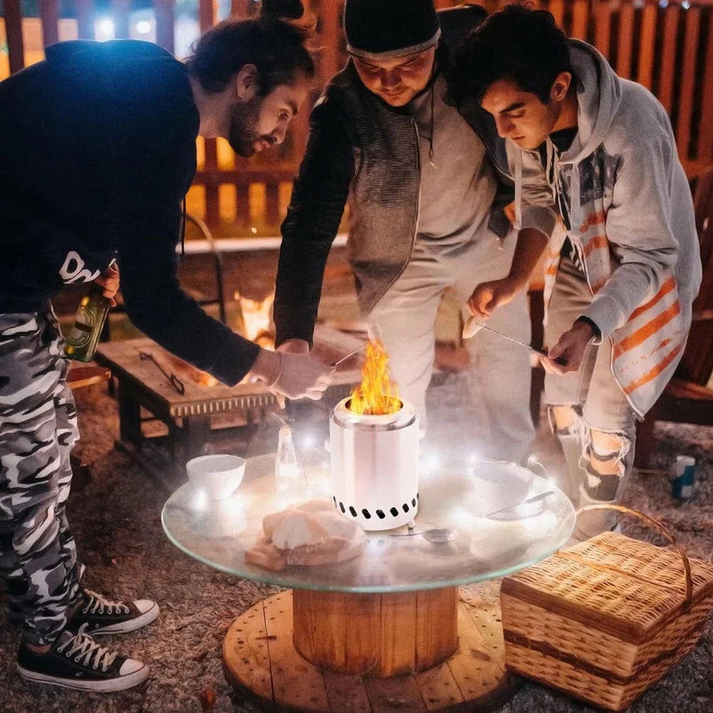 Portable Smokeless Tabletop Fire Pit Stainless Steel Mini Fire Bowl for Indoor Outdoor Use