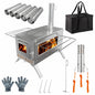Portable Camping Wood Stove with Chimney Pipes Stainless Steel Outdoor Cooking and Utility Stove