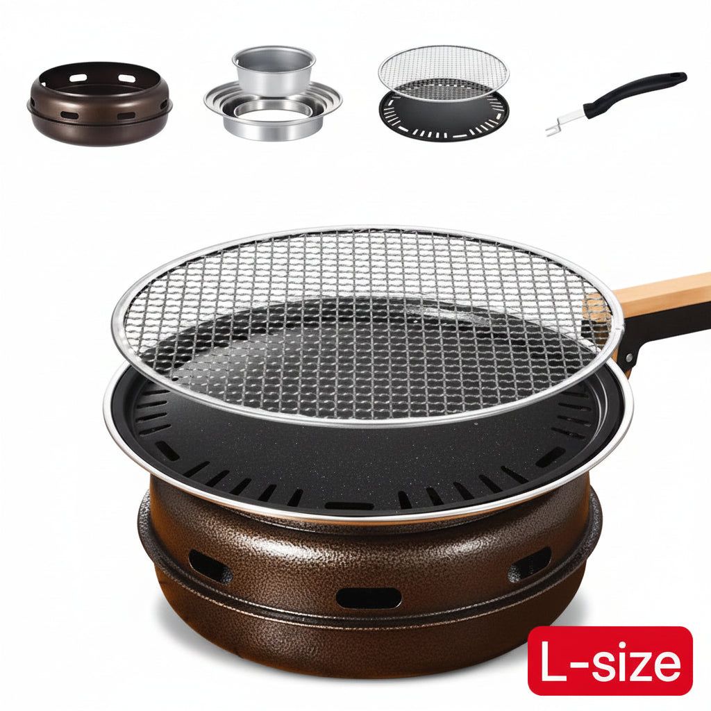 Round Charcoal BBQ Grill Portable Tabletop Smoker Stainless Steel for Backyard and Outdoor Cooking