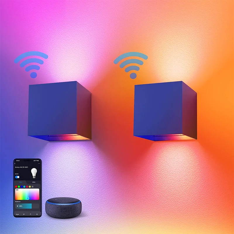 Smart LED Wall Light RGBCW Waterproof IP65 App Control Dimmable Lamp for indoor and outdoor