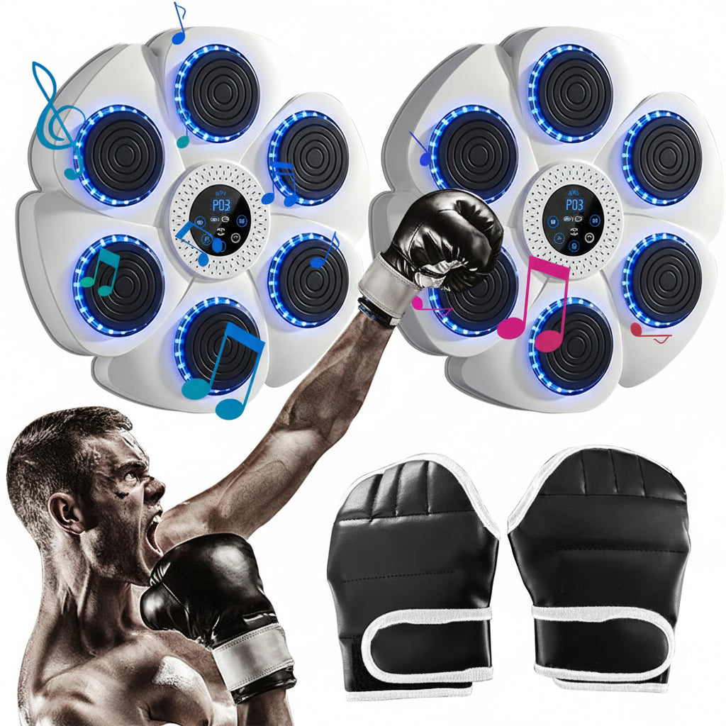 Smart Wall Mounted Boxing Trainer with Music Interactive Fitness Target with Gloves and Cable