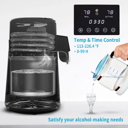 Electric Water Distiller 4L Stainless Steel with Glass Carafe Temperature Display Home Use