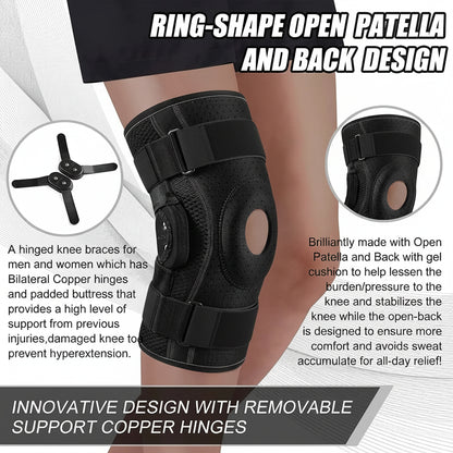 Adjustable Knee Brace with Hinged Support and Stabilizers for Training and Daily Activity