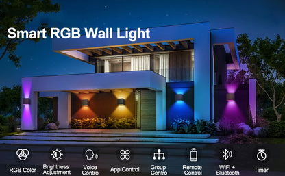 Smart LED Wall Light RGBCW Waterproof IP65 App Control Dimmable Lamp for indoor and outdoor