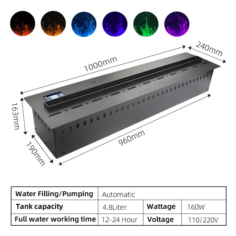 3D Water Vapor Fireplace LED Flame Effect Indoor Decorative Mist Fireplace Insert
