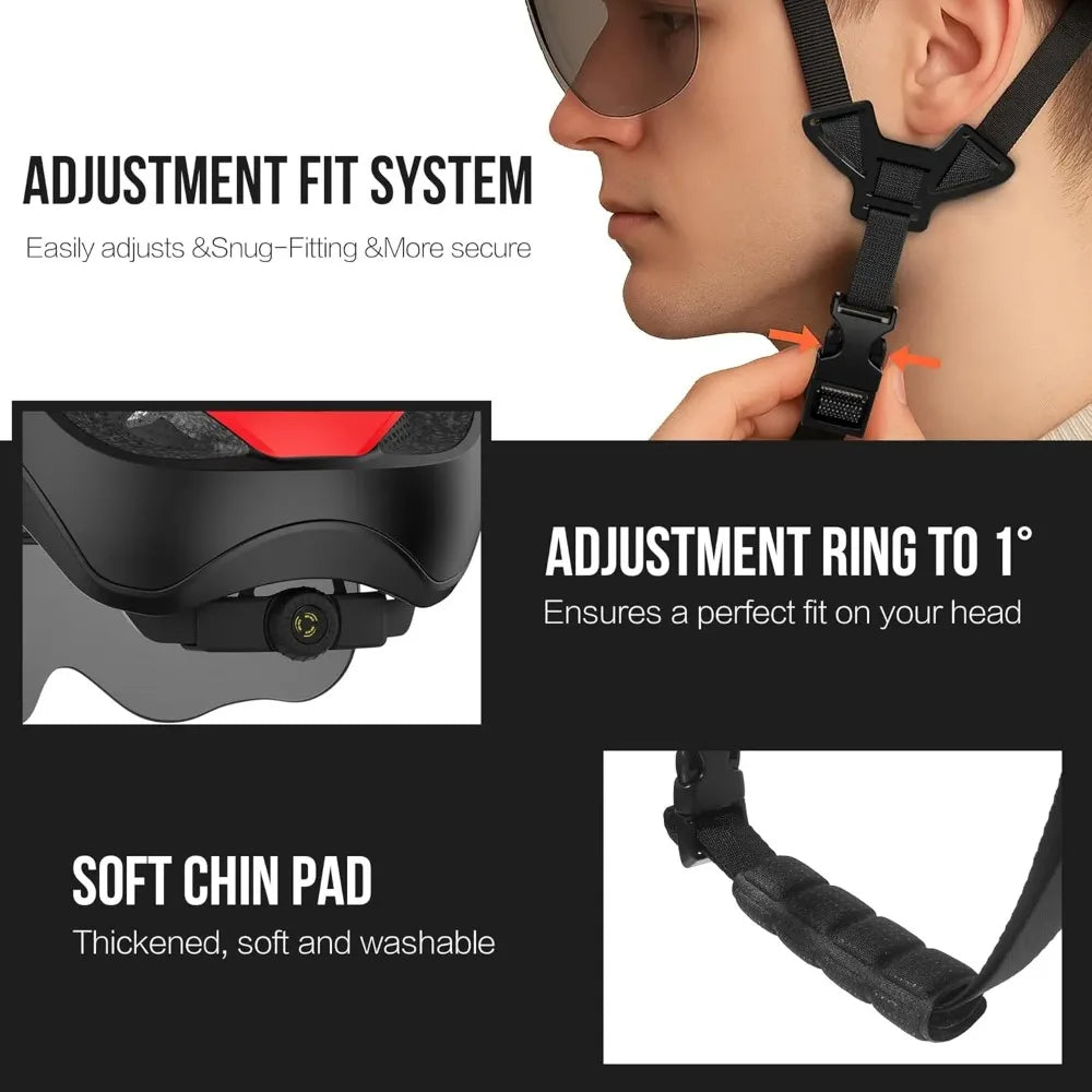 Smart Cycling Helmet with LED Lights Front and Rear Remote Control Urban Road Bike Helmet