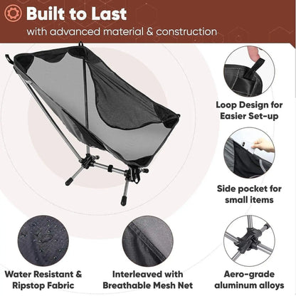 Ultralight Folding Camping Chair Aluminum Alloy Portable Outdoor Chair for Hiking Travel