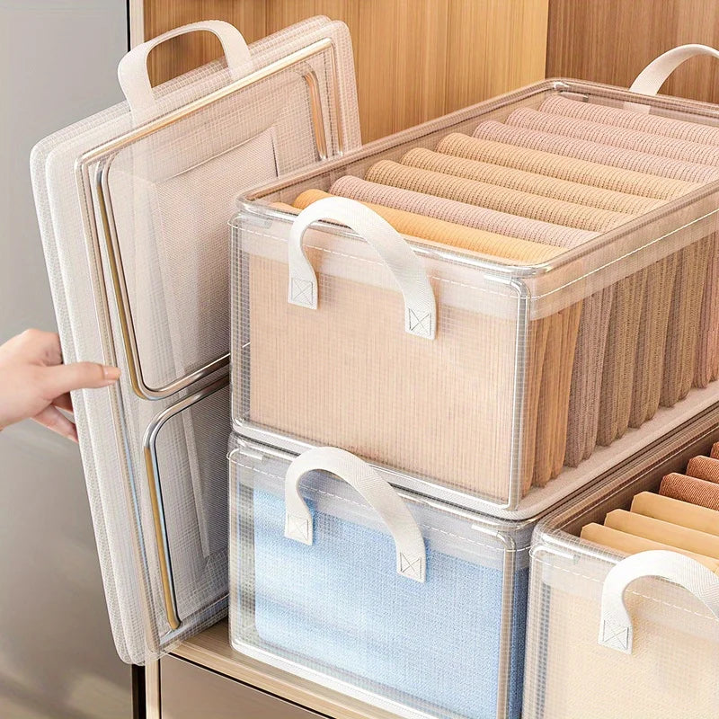 Transparent PVC Storage Box with Steel Frame Waterproof Organizer for Clothes and Tools