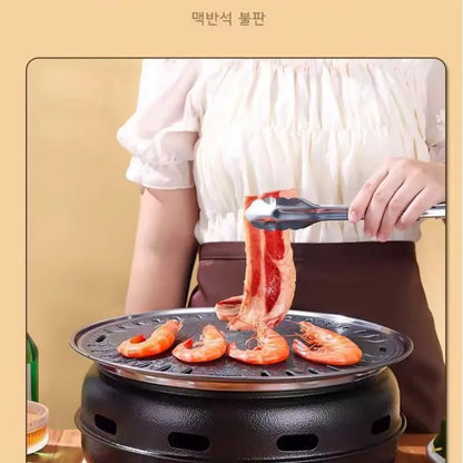 Round Charcoal BBQ Grill Portable Tabletop Smoker Stainless Steel for Backyard and Outdoor Cooking