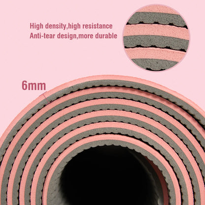 Non Slip TPE Yoga Mat 183x57cm 6mm Fitness Exercise Mat for Yoga Pilates and Stretching