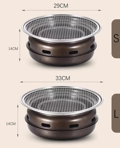 Round Charcoal BBQ Grill Portable Tabletop Smoker Stainless Steel for Backyard and Outdoor Cooking