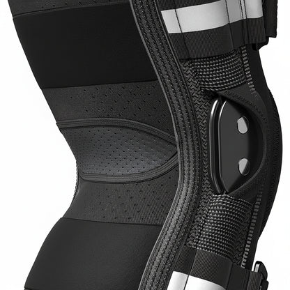 Adjustable Knee Brace with Hinged Support and Stabilizers for Training and Daily Activity