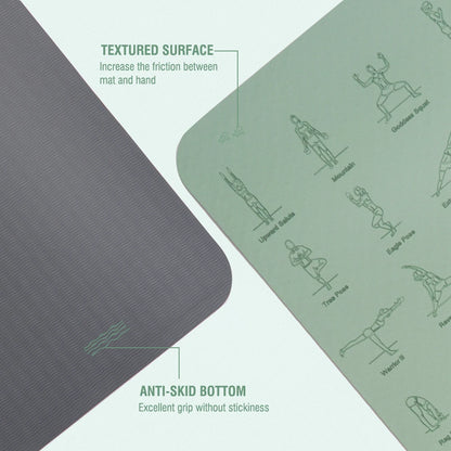 Non Slip TPE Yoga Mat 183x57cm 6mm Fitness Exercise Mat for Yoga Pilates and Stretching