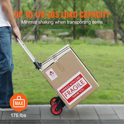 Heavy Duty Folding Hand Truck Cart 80kg Capacity Aluminum Trolley for Shopping and Transport