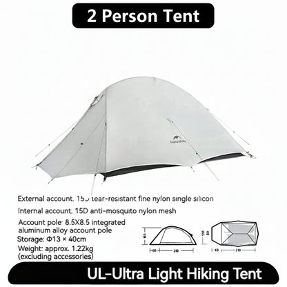 Ultralight 2 Person Camping Tent Waterproof 3 Season Hiking Backpacking Tent with Aluminum Poles