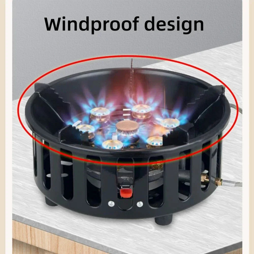 Portable 9 Core Camping Gas Stove 21000W Outdoor Cooking Burner with Ignition System