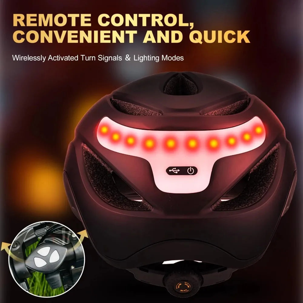 Smart Cycling Helmet with LED Lights Front and Rear Remote Control Urban Road Bike Helmet