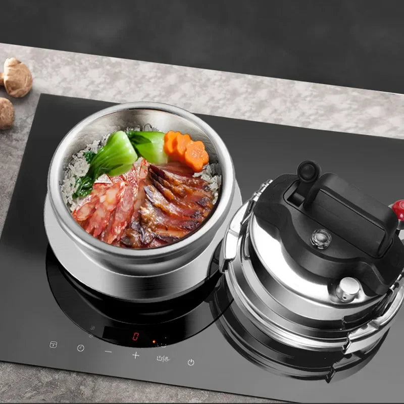 2L Portable Pressure Cooker Stainless Steel Compact Cooking Pot for Camping and Outdoor Use