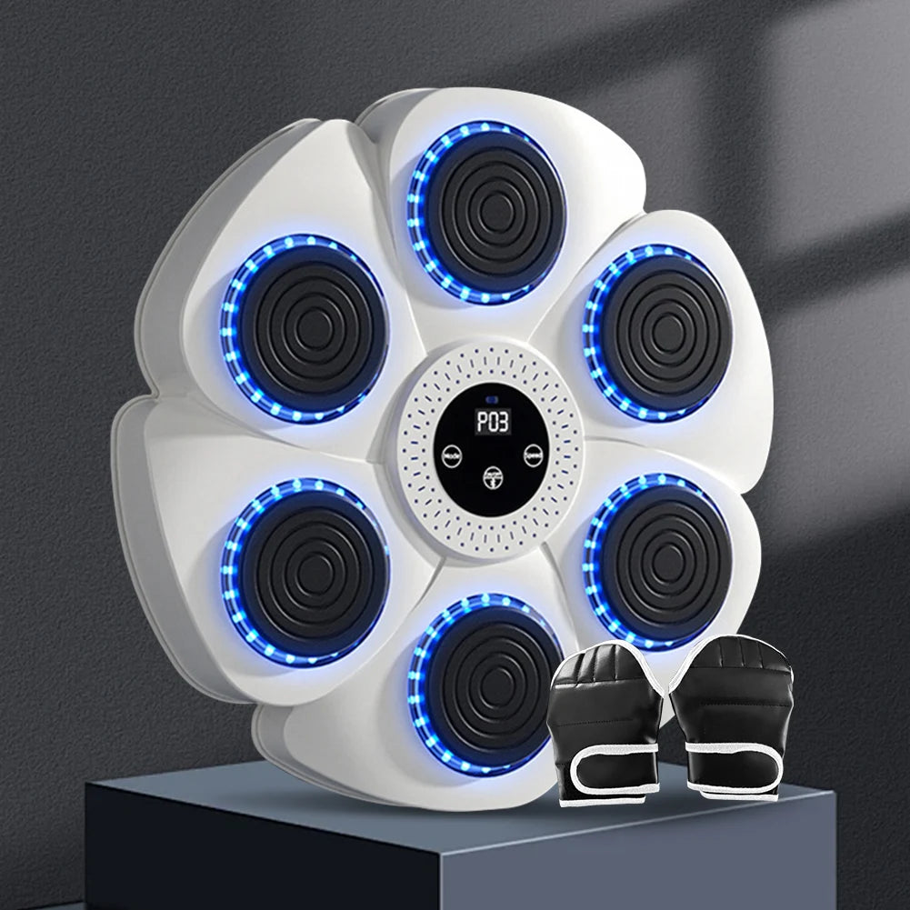 Smart Wall Mounted Boxing Trainer with Music Interactive Fitness Target with Gloves and Cable