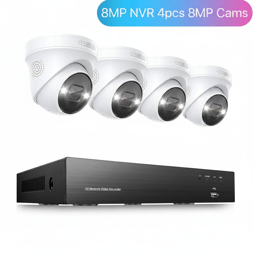 8CH 4K PoE CCTV System with AI Motion Detection Night Vision IP Security Cameras