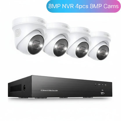 8CH 4K PoE CCTV System with AI Motion Detection Night Vision IP Security Cameras