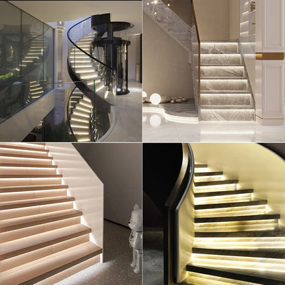 17 Step Motion Sensor LED Stair Light Kit with COB Strip Remote Control Indoor Staircase Lighting