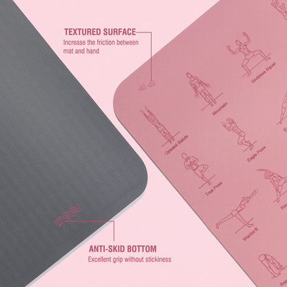 Non Slip TPE Yoga Mat 183x57cm 6mm Fitness Exercise Mat for Yoga Pilates and Stretching