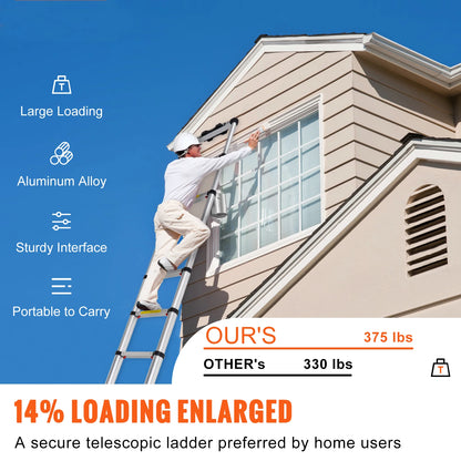 Aluminum Telescopic Ladder 10.5FT Collapsible Extension Ladder with Non Slip Steps 375lb Capacity