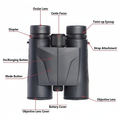 10x42 ED Lens Binoculars with Laser Rangefinder Magnesium Body IPX7 Waterproof 2400m Range