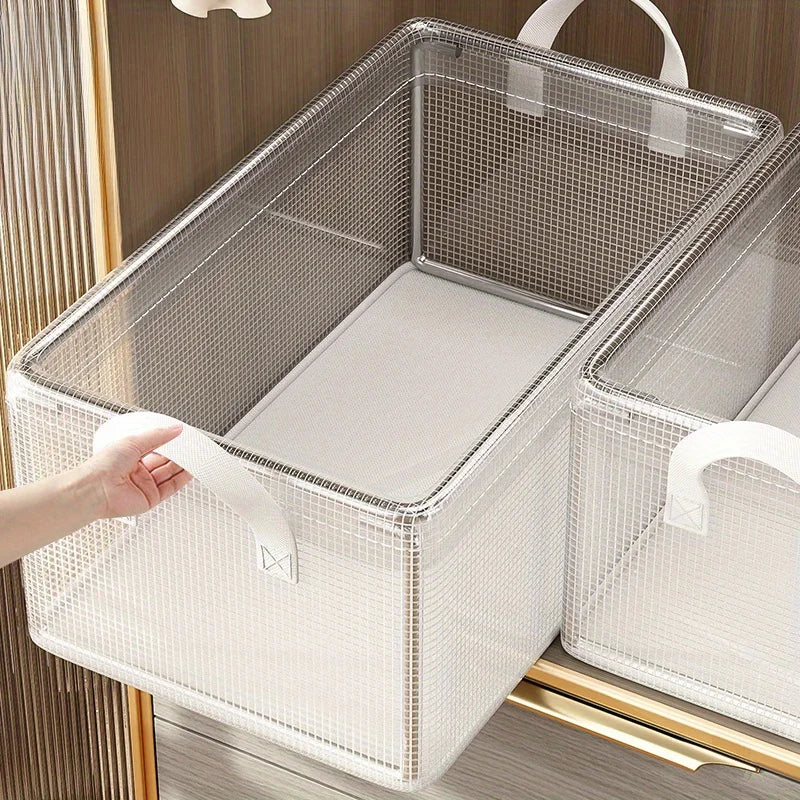 Transparent PVC Storage Box with Steel Frame Waterproof Organizer for Clothes and Tools