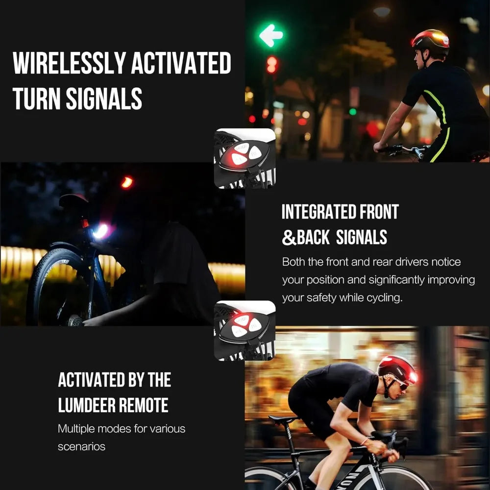 Smart Cycling Helmet with LED Lights Front and Rear Remote Control Urban Road Bike Helmet