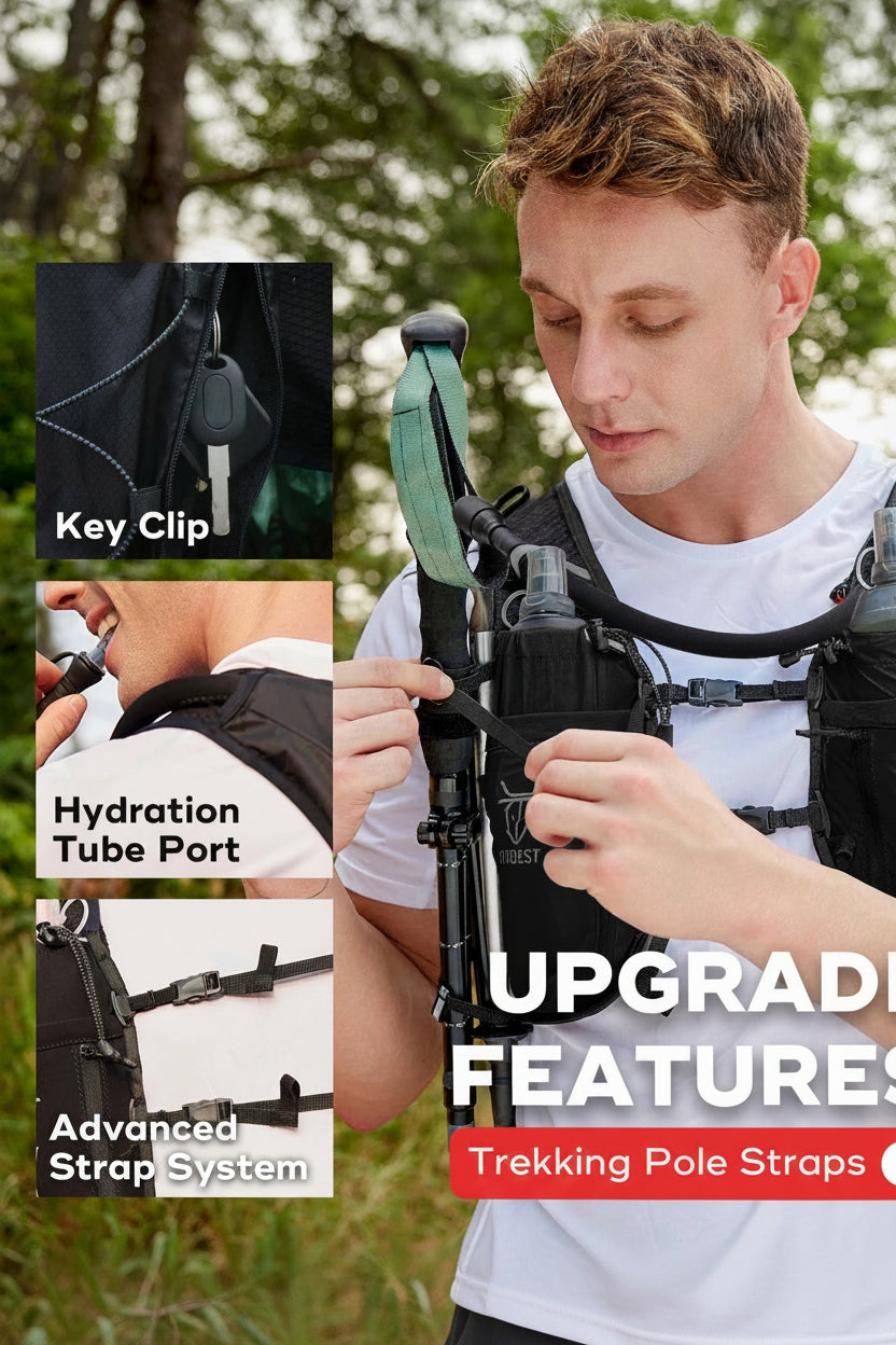Lightweight 10L Running Hydration Vest Backpack with 2 Water Bottles for Trail Hiking