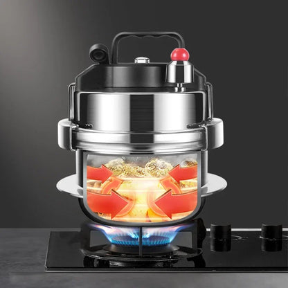 2L Portable Pressure Cooker Stainless Steel Compact Cooking Pot for Camping and Outdoor Use
