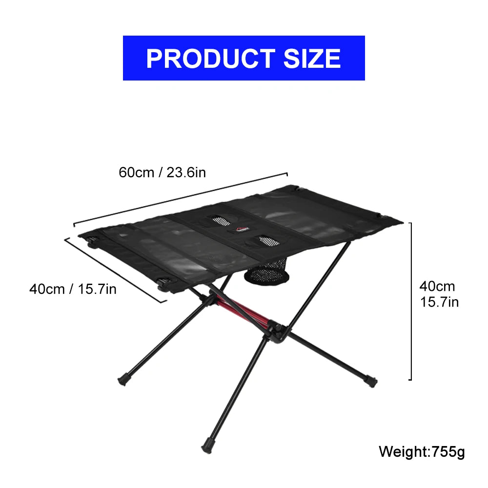 Lightweight Folding Outdoor Table with Cup Holders and Mesh Pocket for Camping Picnic Travel