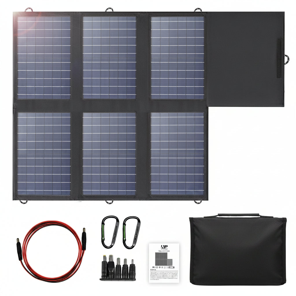 60W Portable Solar Panel Foldable Charger with USB-C USB-A DC Output for Outdoor Power Use