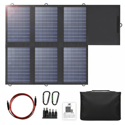 60W Portable Solar Panel Foldable Charger with USB-C USB-A DC Output for Outdoor Power Use