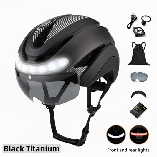 Smart Cycling Helmet with LED Lights Front and Rear Remote Control Urban Road Bike Helmet